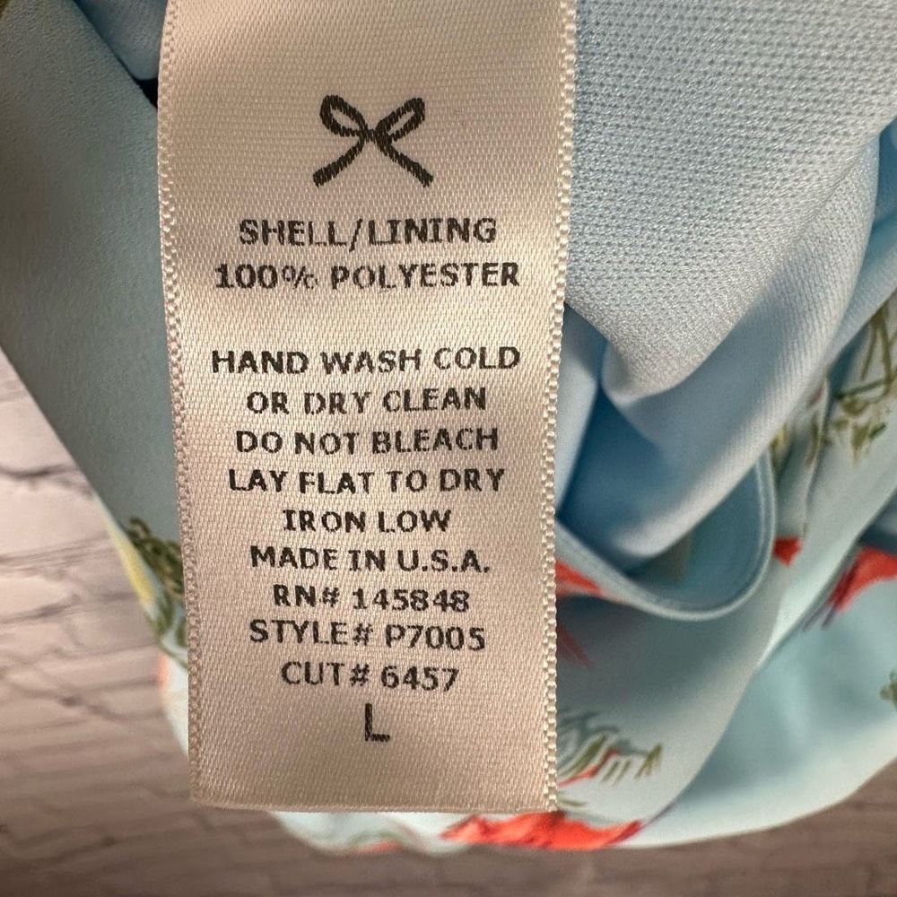 Everly Romper Blue with Flamingos Surplice Front Spaghetti Straps Summer L - Picture 4 of 8